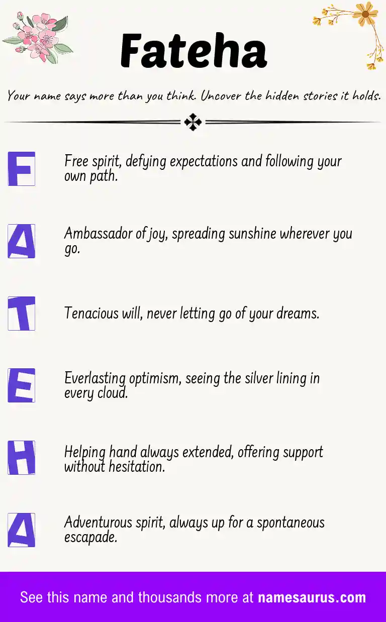 Acrostic poem about Fateha.