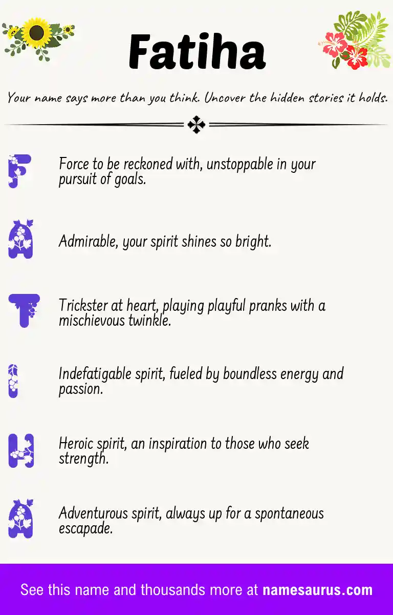Acrostic poem about Fatiha.
