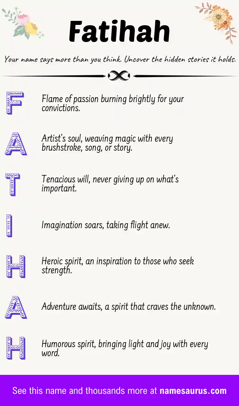 Acrostic poem about Fatihah.