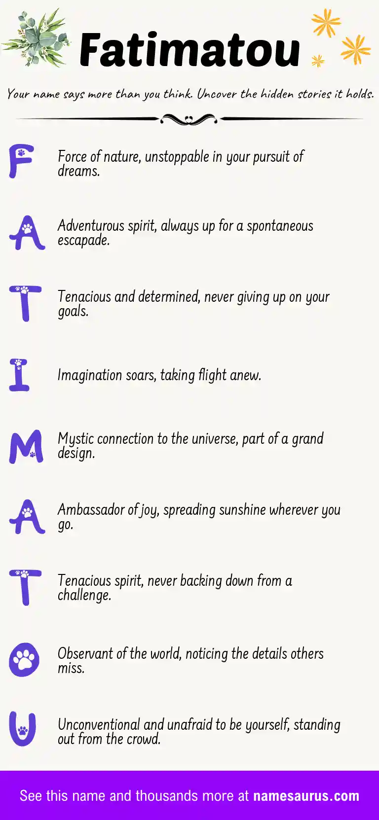 Acrostic poem about Fatimatou.