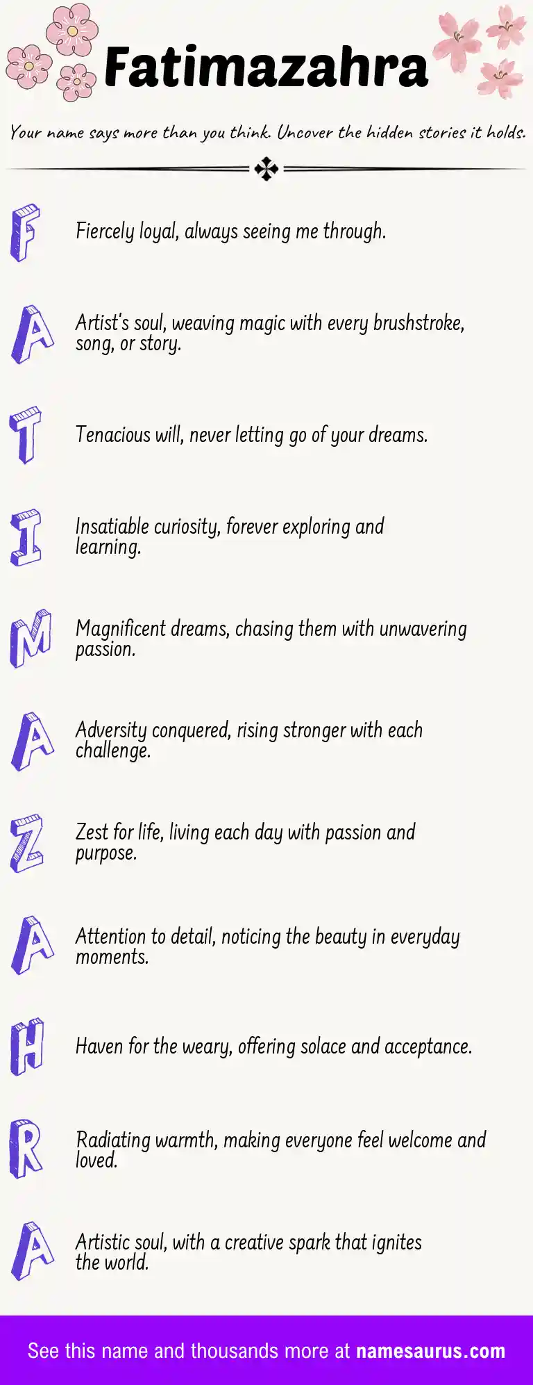 Acrostic poem about Fatimazahra.