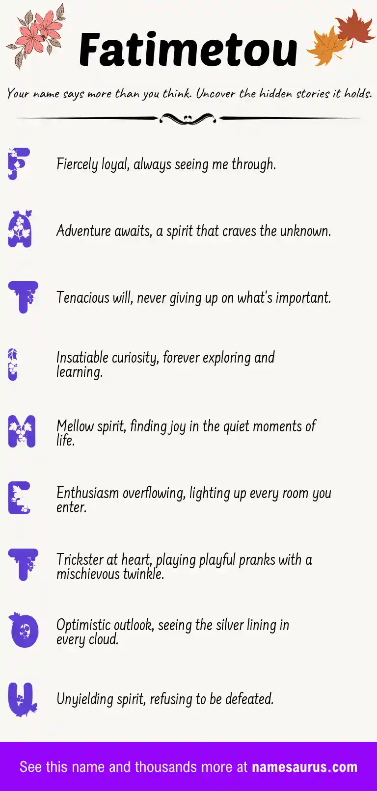 Acrostic poem about Fatimetou.