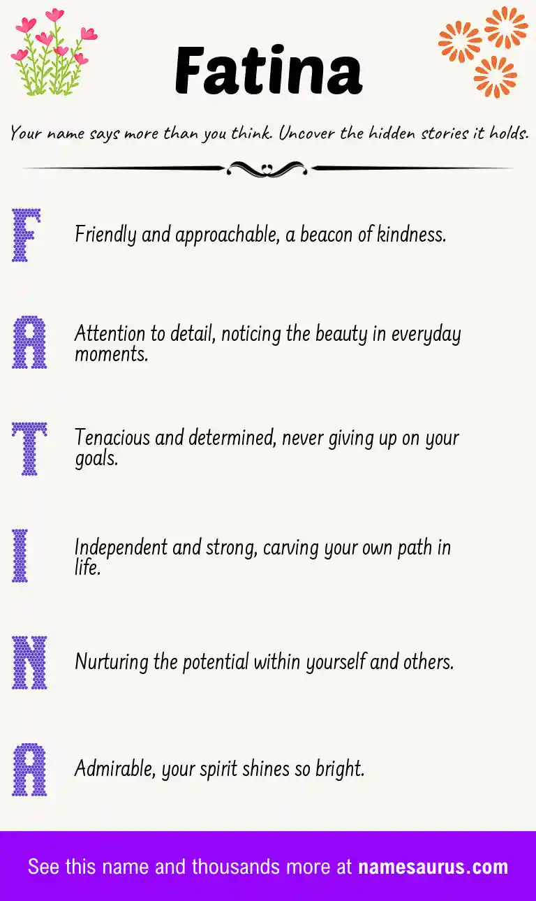 Acrostic poem about Fatina.