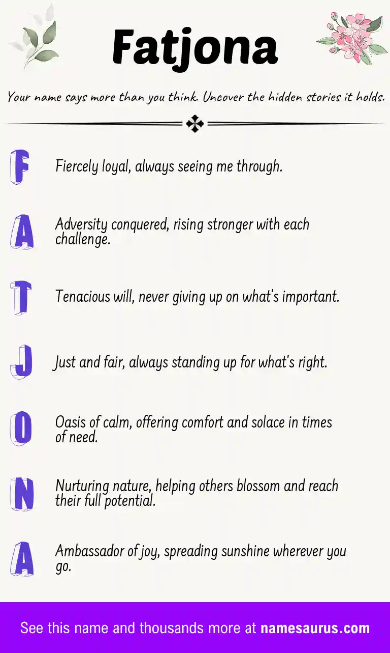 Acrostic poem about Fatjona.