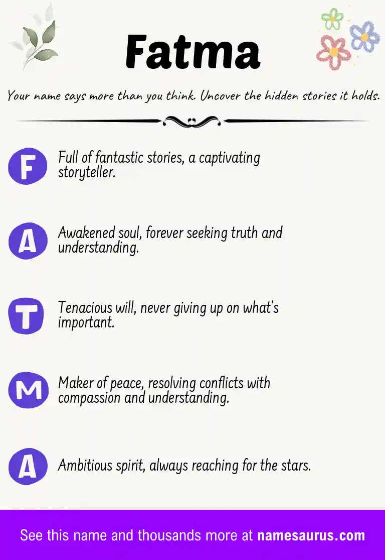 Acrostic poem about Fatma.