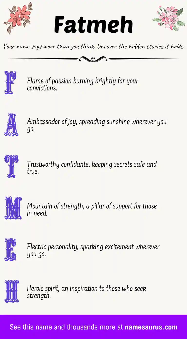 Acrostic poem about Fatmeh.