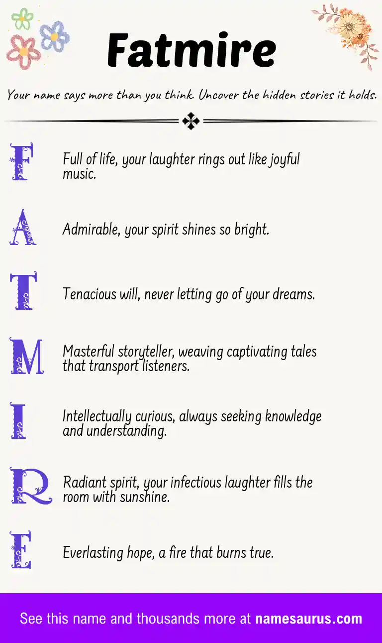 Acrostic poem about Fatmire.