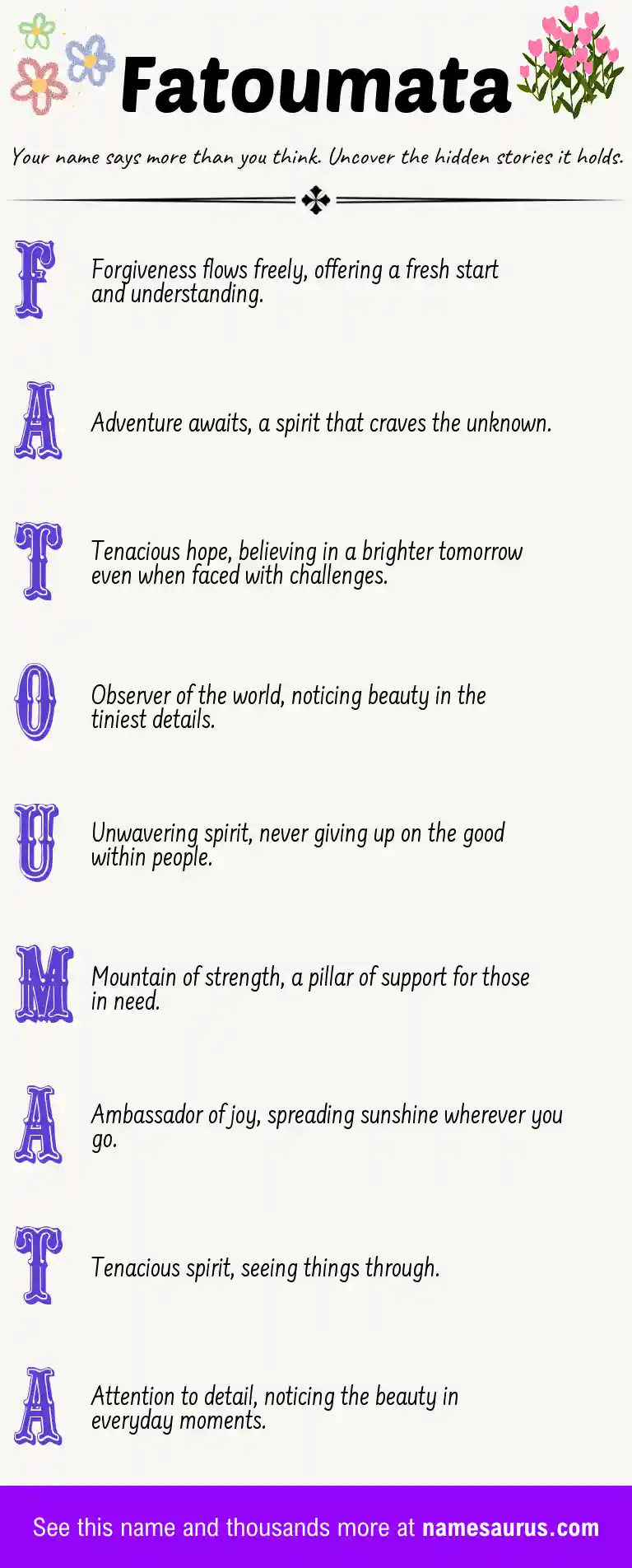Acrostic poem about Fatoumata.