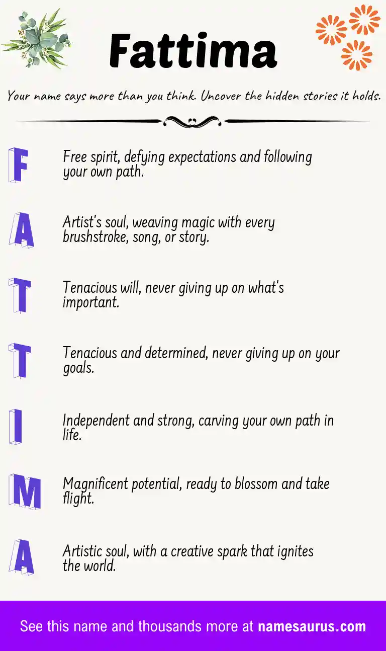 Acrostic poem about Fattima.