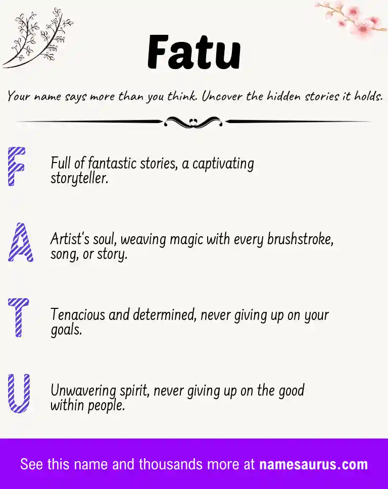Acrostic poem about Fatu.