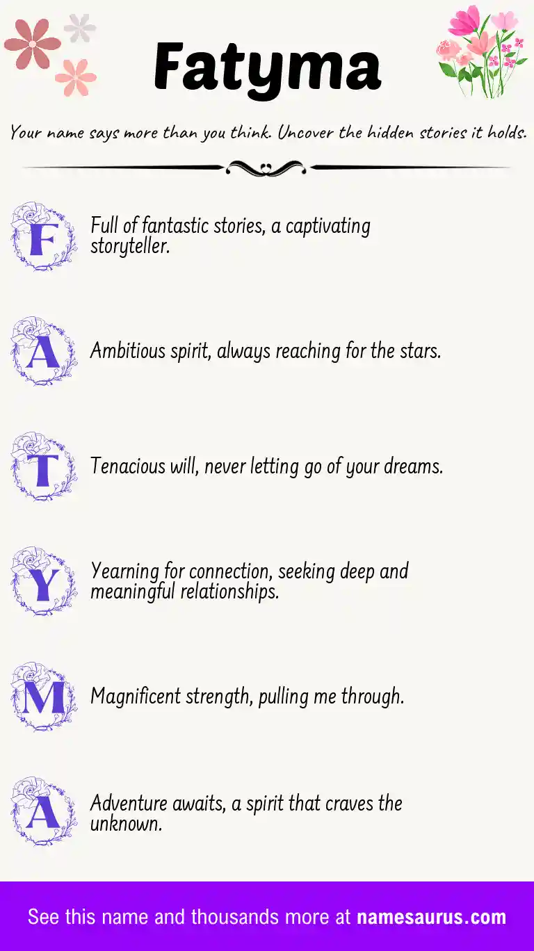 Acrostic poem about Fatyma.