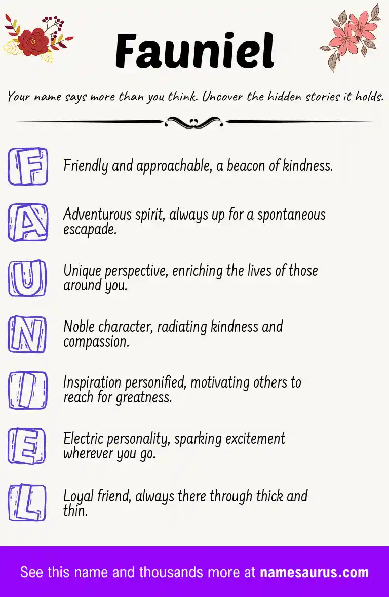 Acrostic poem about Fauniel.