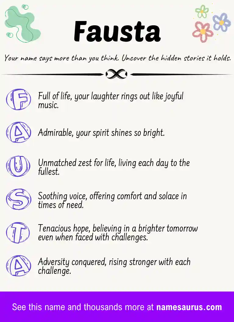 Acrostic poem about Fausta.