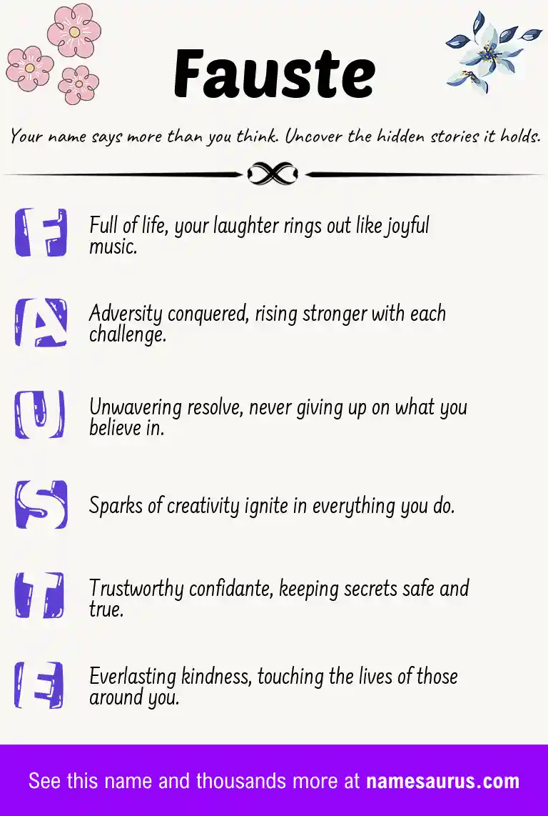 Acrostic poem about Fauste.