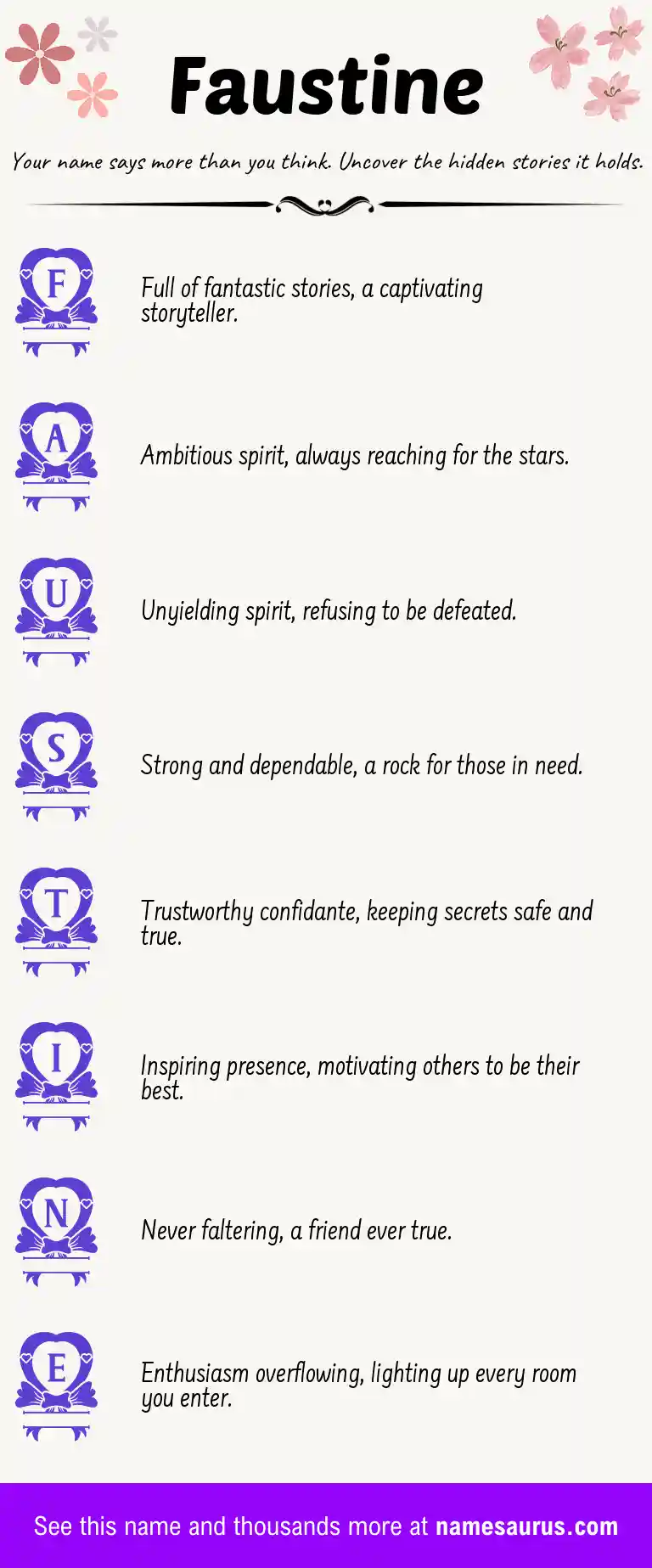 Acrostic poem about Faustine.
