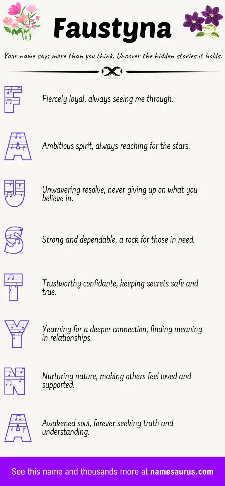 Acrostic poem about Faustyna.