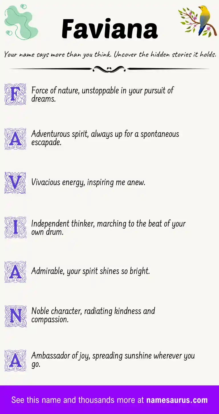 Acrostic poem about Faviana.