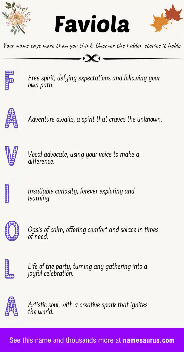 Acrostic poem about Faviola.