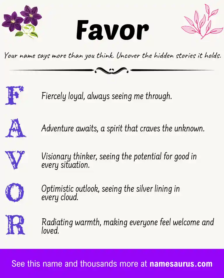 Acrostic poem about Favor.