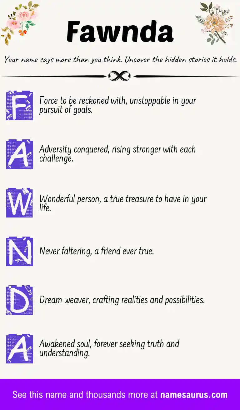 Acrostic poem about Fawnda.