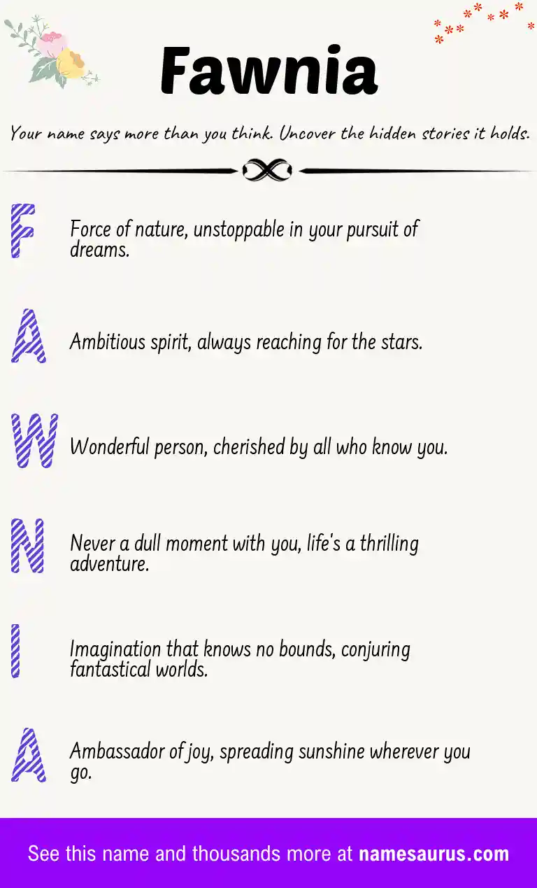 Acrostic poem about Fawnia.