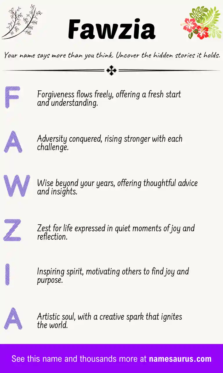 Acrostic poem about Fawzia.