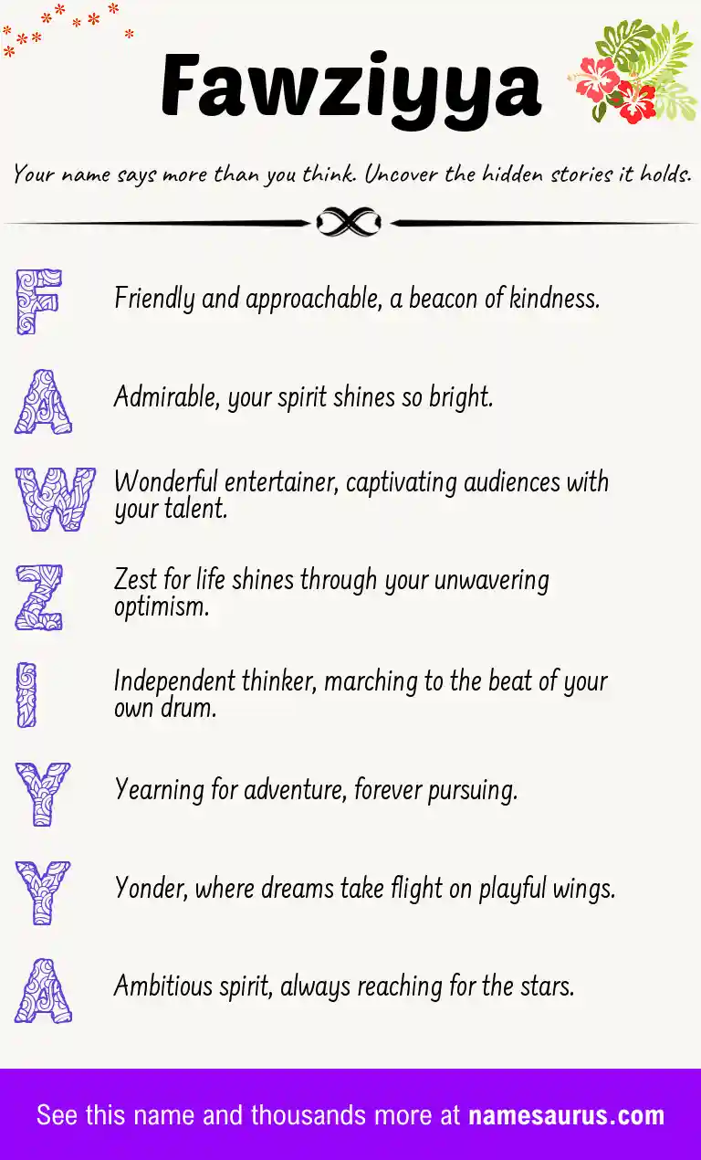 Acrostic poem about Fawziyya.