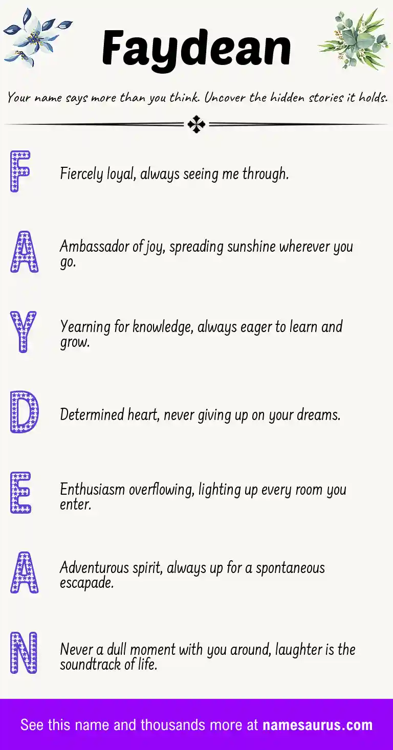 Acrostic poem about Faydean.
