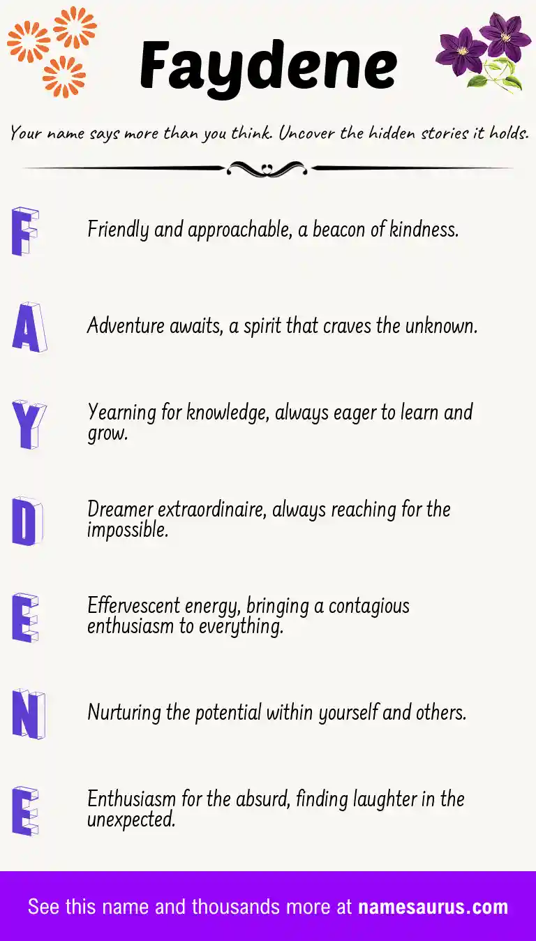 Acrostic poem about Faydene.