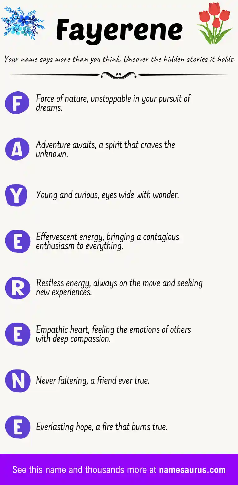 Acrostic poem about Fayerene.