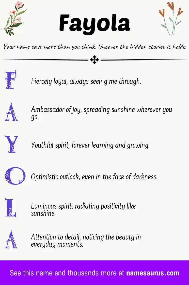 Acrostic poem about Fayola.