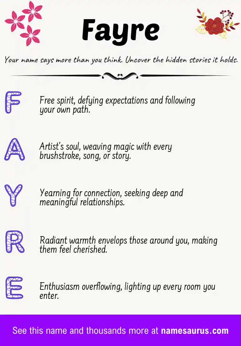 Acrostic poem about Fayre.