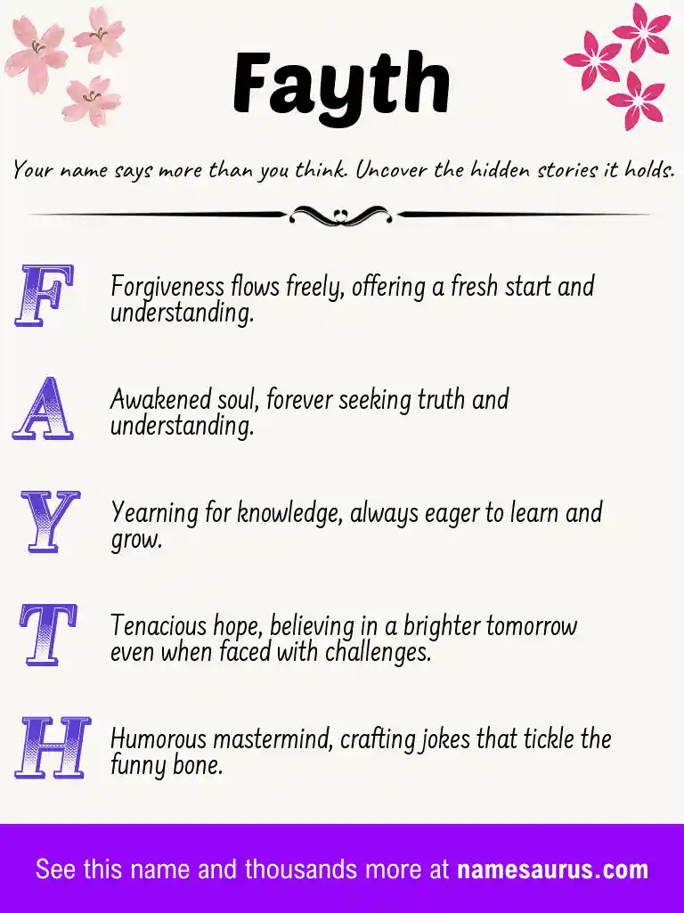 Acrostic poem about Fayth.