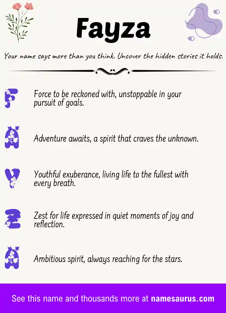Acrostic poem about Fayza.