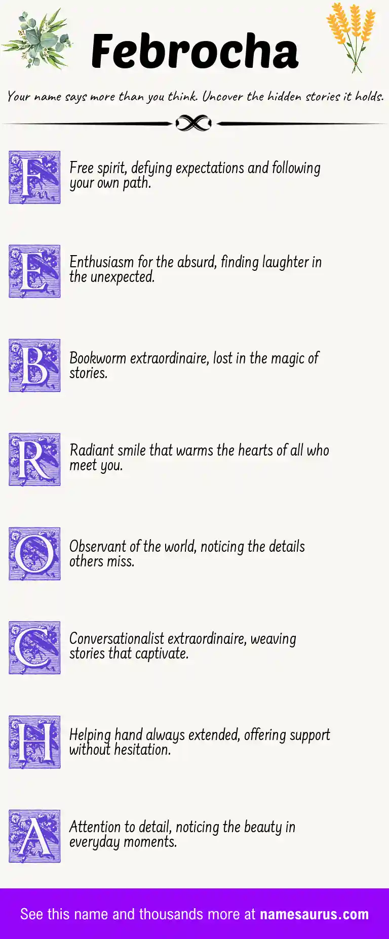 Acrostic poem about Febrocha.