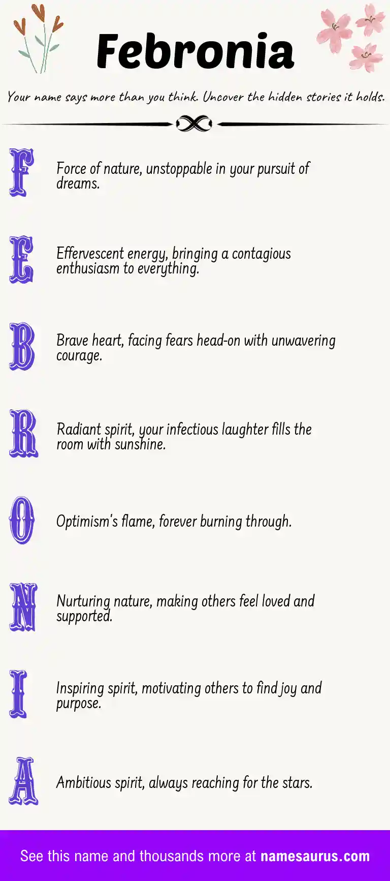 Acrostic poem about Febronia.