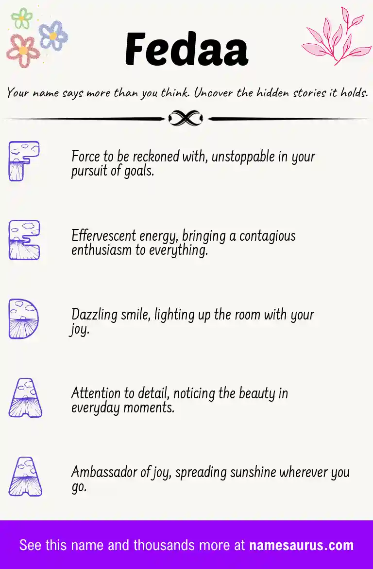 Acrostic poem about Fedaa.