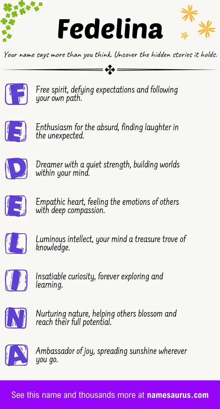 Acrostic poem about Fedelina.