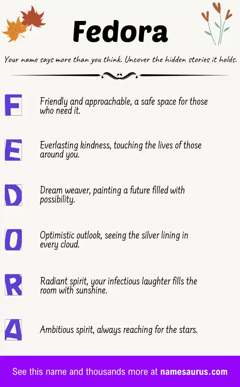 Acrostic poem about Fedora.