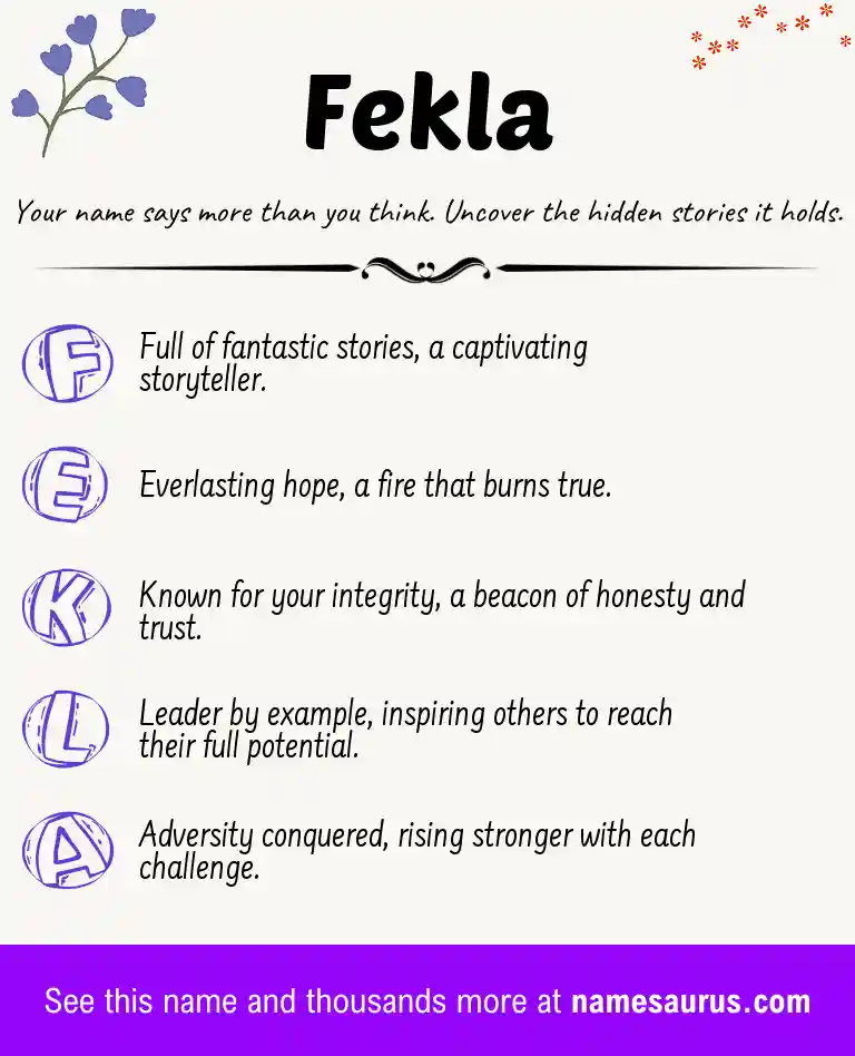 Acrostic poem about Fekla.