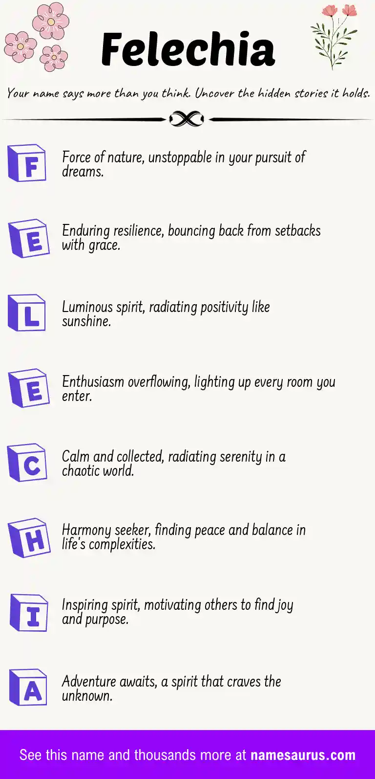 Acrostic poem about Felechia.