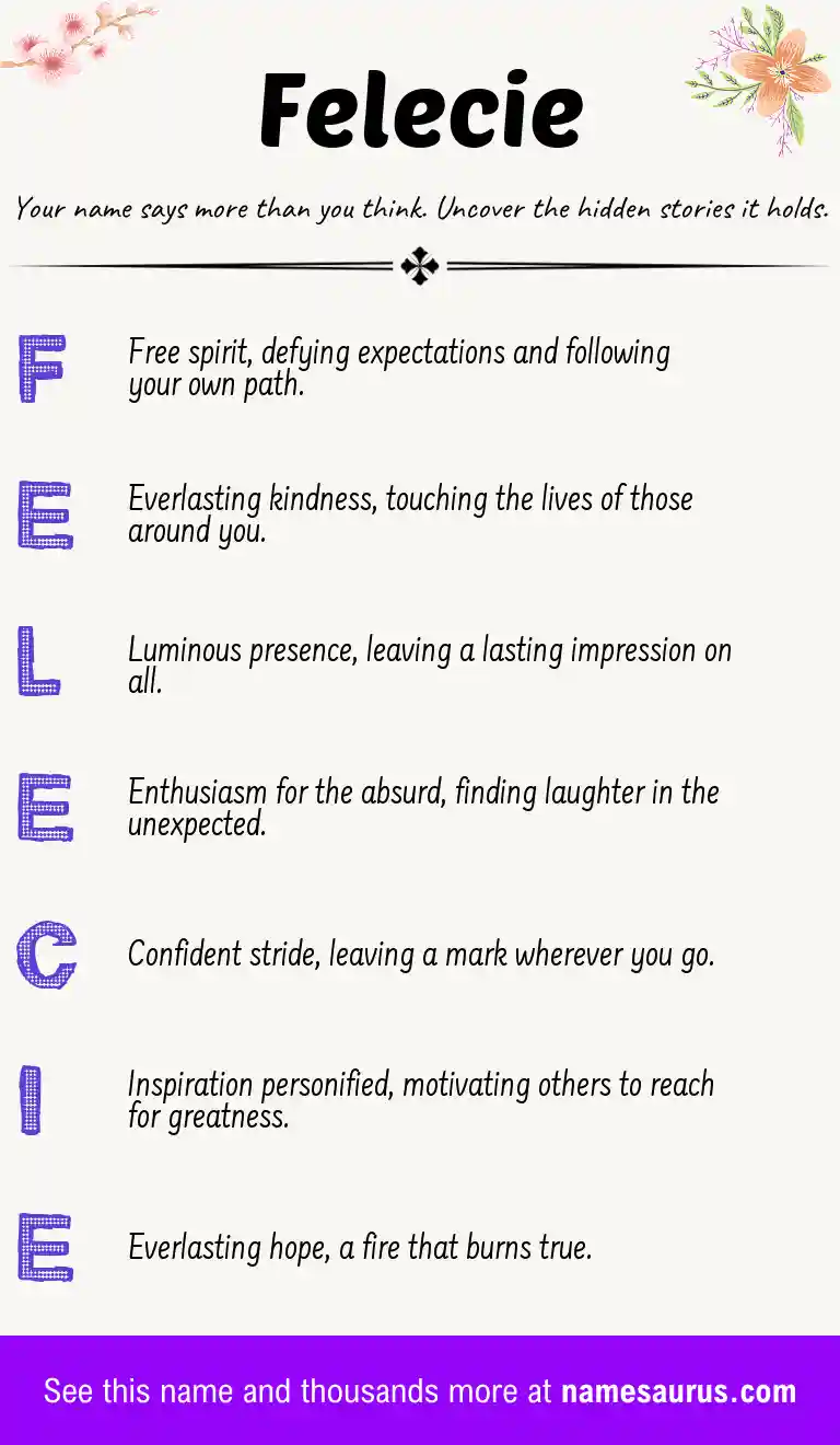 Acrostic poem about Felecie.