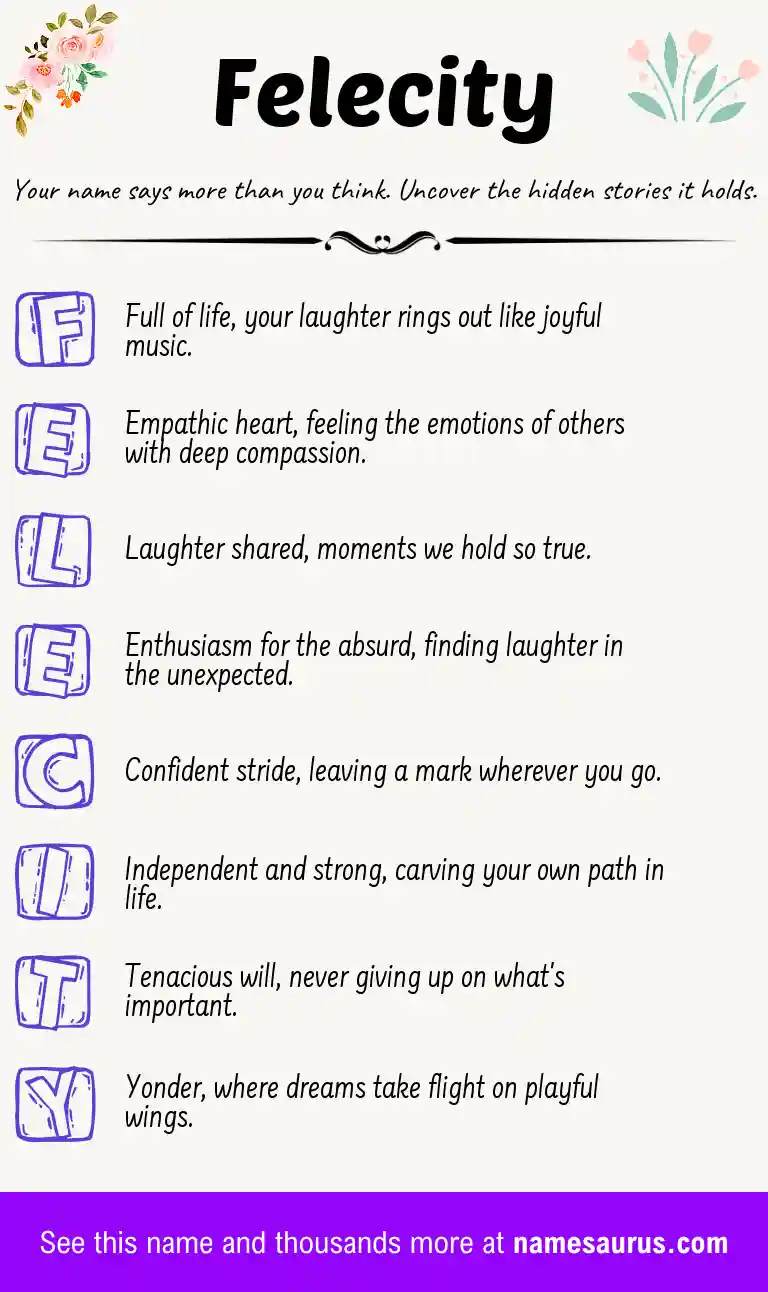 Acrostic poem about Felecity.