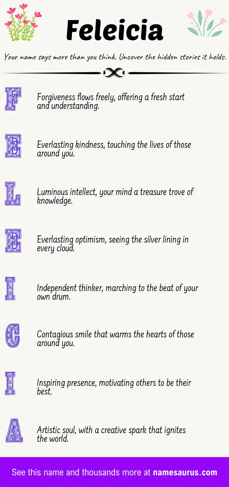 Acrostic poem about Feleicia.