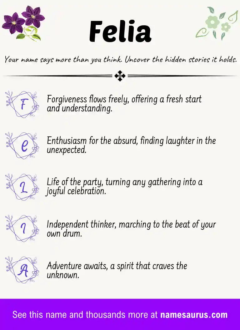 Acrostic poem about Felia.