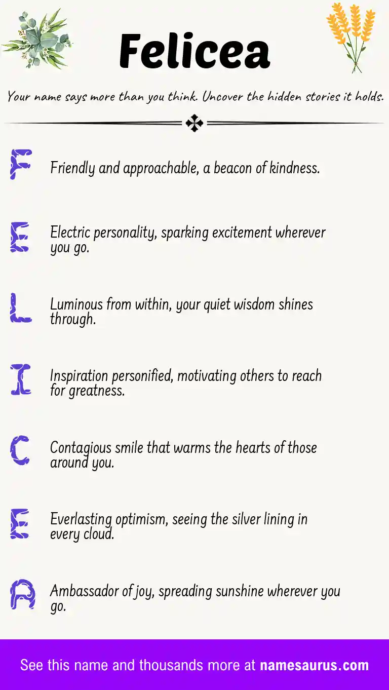 Acrostic poem about Felicea.