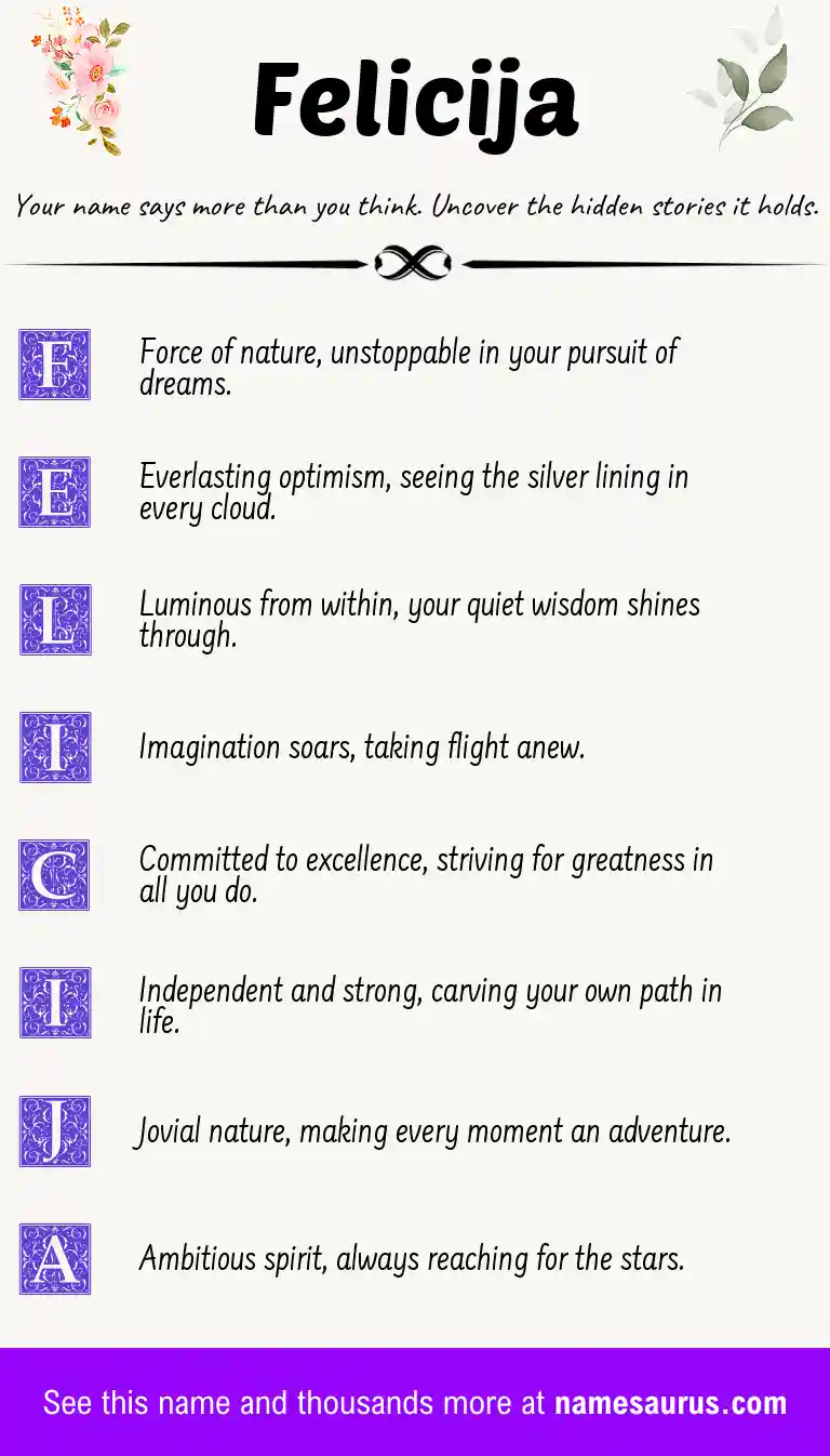 Acrostic poem about Felicija.