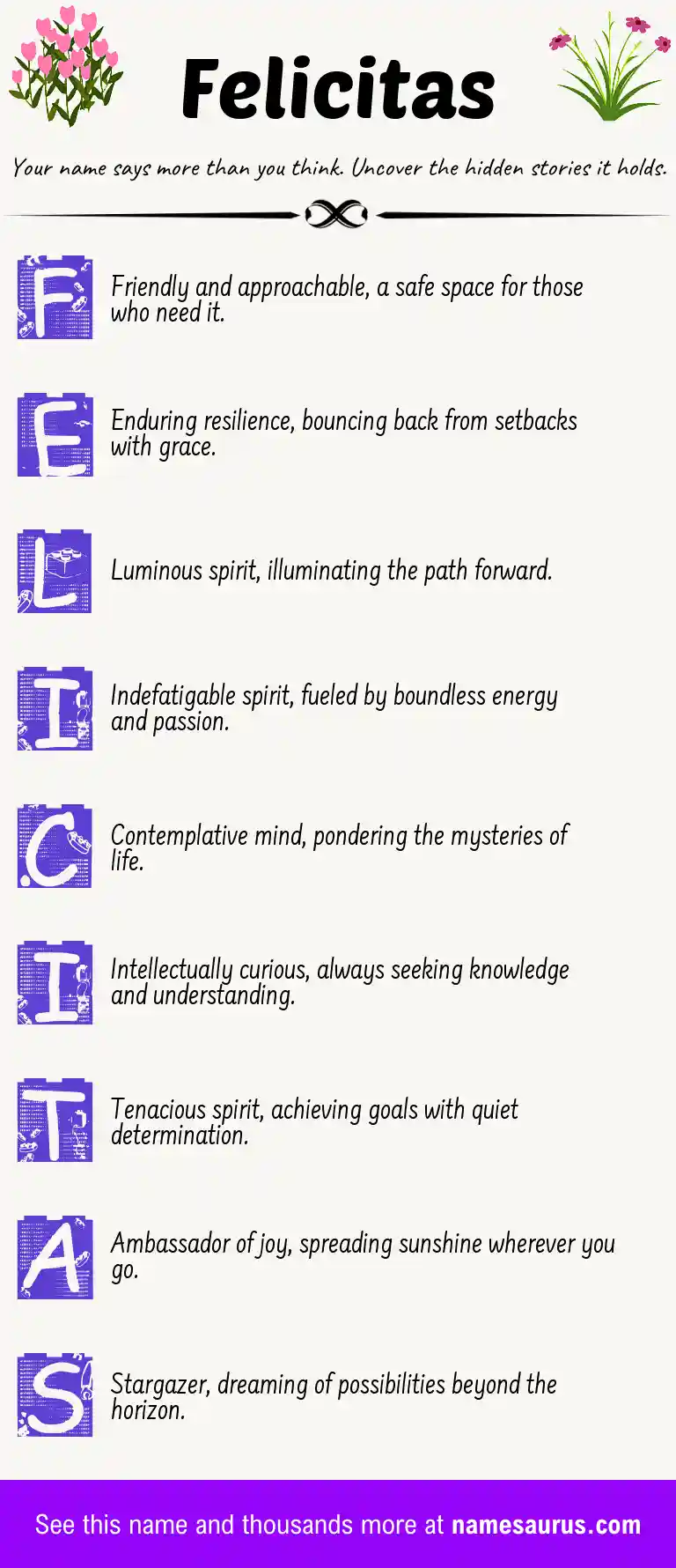 Acrostic poem about Felicitas.