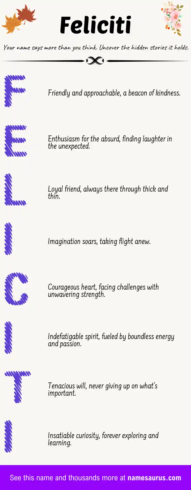 Acrostic poem about Feliciti.