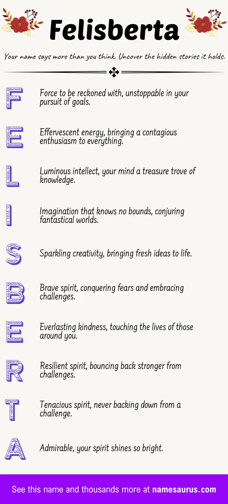 Acrostic poem about Felisberta.